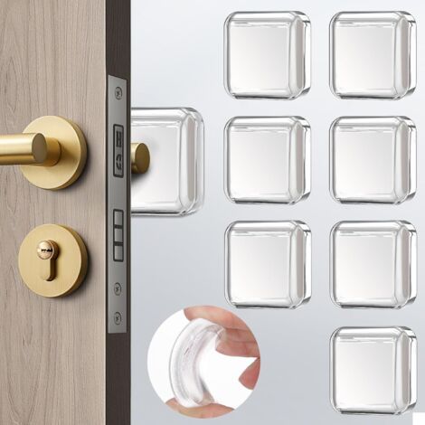 Butoir de porte protecteur mural, 8 pièces protecteur mural de bouton de porte en silicone avec support auto-adhésif solide,  idéal pour la protection murale et la réduction du bruit