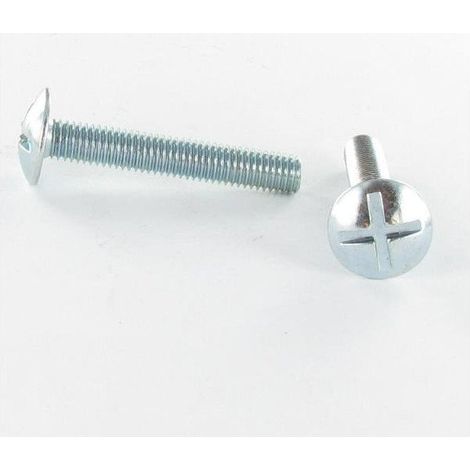 Vis Poelier tête ronde large Tête ronde large Fendue En Croix M8X20 Filetage total Inox A2-10 pièces (1/2)