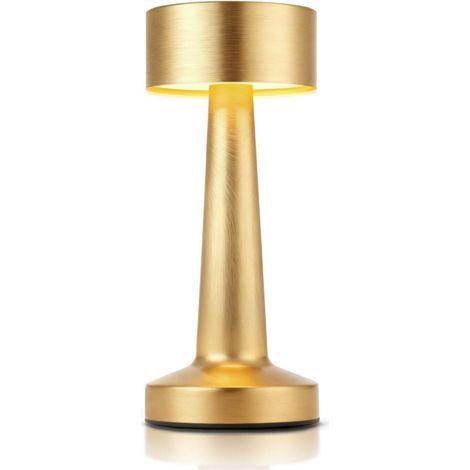 Lampe de table rechargeable - Sans fil et à intensité variable - Lampe tactile moderne - Veilleuse - 21 cm - Convient aux chambres, bureaux et salles d'étude - Or (1/5)