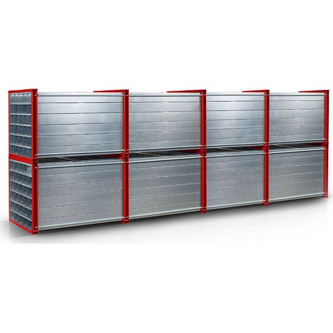 RR Industrietechnik Wabenregal RWR-12/6 6000x1000x1000mm mit 12 Fächern RAL 3000 Feuerrot