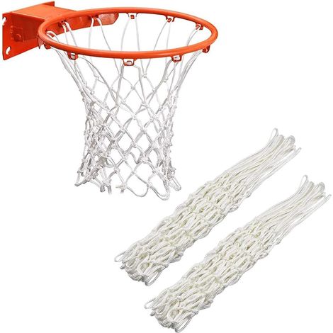 2 Pack Heavy Duty Replacement Basketball Nets Fit Standard 12 Loop Basketball Hoop for Indoor Outdoor Gym Equipment (White) (1/5)