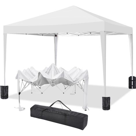 Carpa de jardín plegable 3x3m Protección UV impermeable, Barnum plegable para bodas, picnics, mercados, camping, Blanco (1/5)