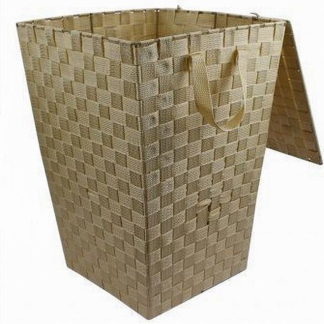 Cleafe - Cesto Cestino Portatutto Portaoggetti Bagno Casa Coperchio 35 X 52cm 79105 Beige - (1/2)