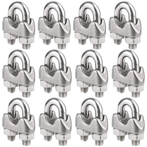 12 fascette in acciaio inox per funi metalliche con diametro di 5 mm (M5) (1/5)