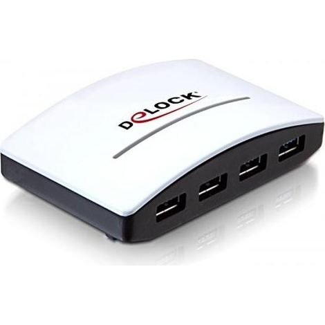 DELOCK Hub externo USB 3.0 de 4 puertos con alimentación opcional negro