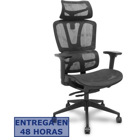 Silla Oficina Mesh Negra Pro537 con Respaldo Fijo, cabecero 2D, Apoyo Lumbar Fijo, Brazos 3D, Mecanismo Sincro/Traslack, para Uso de 8 Horas y Peso máximo de 120 Kg - FORÖL