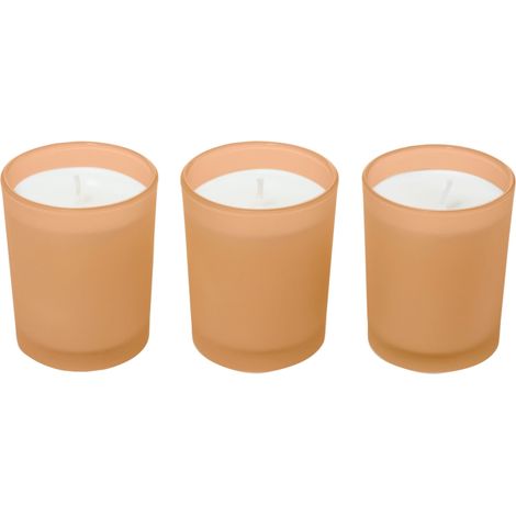 Bougie parfumée Lot de 3, Verre, Orange, 5 x 5 x 6 cm, de 3 unités