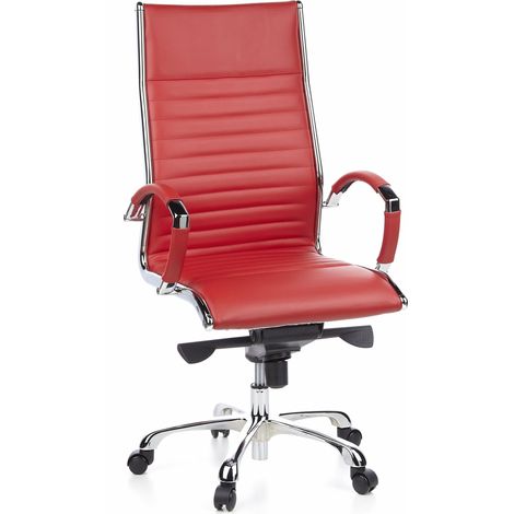 Bürostuhl / Chefsessel PARMA 20 Leder rot Chrom hjh OFFICE