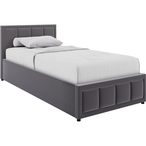 Vanita Single Ottoman Fabric Bed, Dark Grey & Gel Memory Foam Bonnell Spring Mattress, Single (1/5)