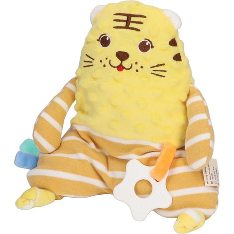 Couverture de sécurité pour bébé, peluche apaisante, ultra douce, avec clochette et anneaux de dentition pour nourrissons. (1/5)