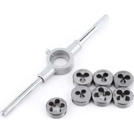 Jeu de clés à cliquet 8 pièces avec clé à molette et tarauds pour filetage externe – acier trempé, pratique et polyvalent (1/4)