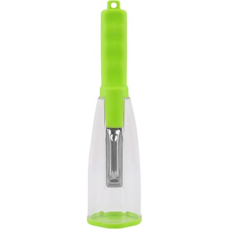 Pelapatate multifunzionale in acciaio inox con contenitore per conservare frutta, carote e patate. (1/5)