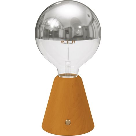 Lampada portatile ricaricabile Cabless01 con lampadina globo mezza sfera argento