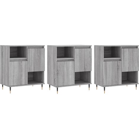 Aparador buffet cómoda mueble unidad de almacenamiento organizador cocina salón salón 3 piezas madera contrachapada Sonoma gris 020037190