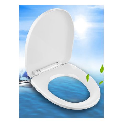 Abattant WC, Lunette de Toilette avec fonction à fermeture en douceur Siège de Toilette descente lente, Abattant de Toilette avec Frein de Chute, Cuvette WC (1/4)