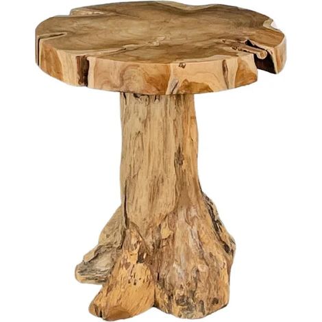 Table basse ronde champignon H. 46 cm en bois de teck – PORCINI (1/5)