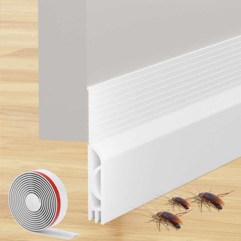 Bas de Porte Isolant 100 cm, Auto-Adhésif Boudin de Porte, Silicone Dessous de Porte Anti Froid Isolation Thermique, pour Porte D'entrée, Porte Interieur (100 x 5cm,Blanc) (1/5)