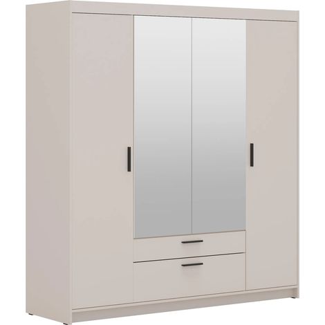 AX LIVING Beige Kleiderschrank mit Spiegel Storicos 4T 176,3cm breit