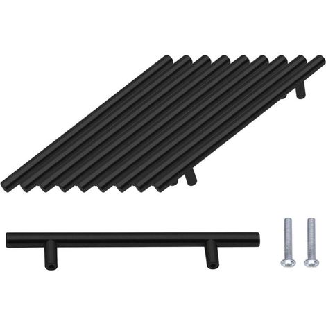 Paquet de 10 Poignées Noir de Porte 160mm Acier Inoxydable Poignees pour Meuble Armoire avec Vis (1/5)