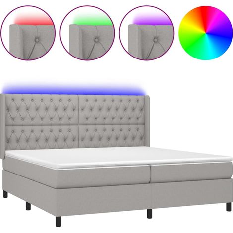 Maison Exclusive - Boxspringbett mit Matratze & LED Hellgrau 200x