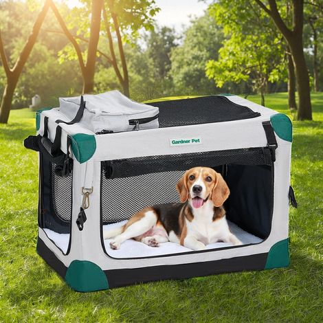Hundetransportbox faltbar 76x53x53cm mit Tragegriffen und Decke für Hunde bis 23kg (1/5)