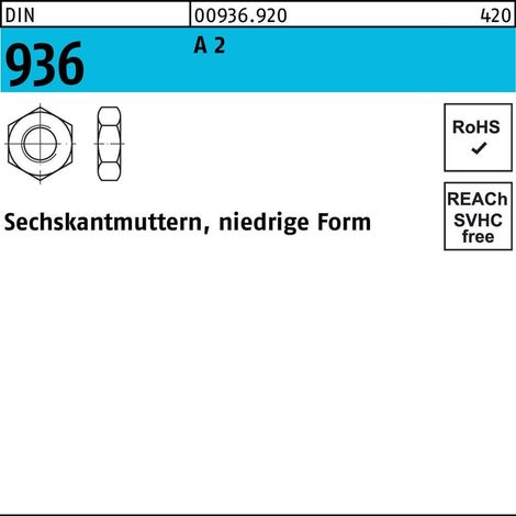 Sechskantmutter DIN 936 M 27A 2 10 Stück