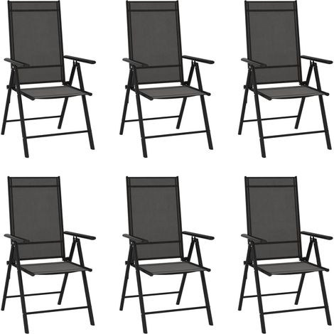 Gartenstühle Klappbar 6 Stk. Textilene Schwarz