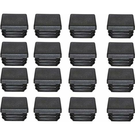 Bouchons en plastique 40 x 40 mm embout carré Tube noir embout en plastique embouts pour pieds de meubles de trampoline 16 pièces