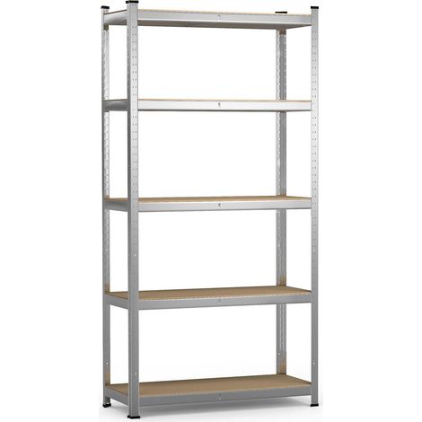 Étagère de Rangement en Acier Galvanisé à 5 Niveaux 180x90x40cm Etagère Charge Lourde Tablette Ajustable Charge Max 875kg Idéal pour Rangement de Garage Atelier Cuisine (1/5)