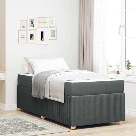 Cadre de lit avec matelas 80 x 200 cm, tissu gris foncé, sommier à lattes, 50.7kg - PANGIVO (1/5)