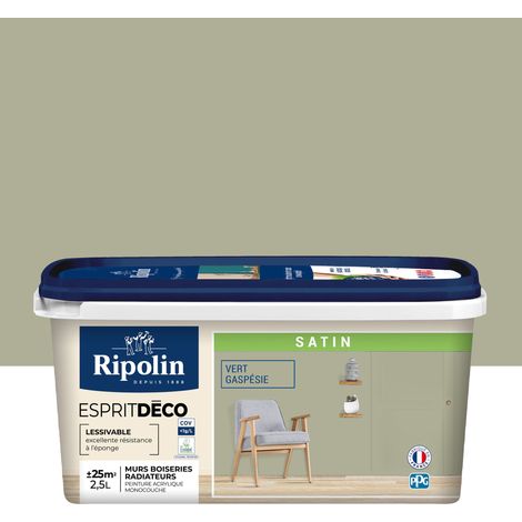 Peinture Murale Toutes Pièces - Satin - 2,5L - Vert Gaspésie - Ripolin (1/5)