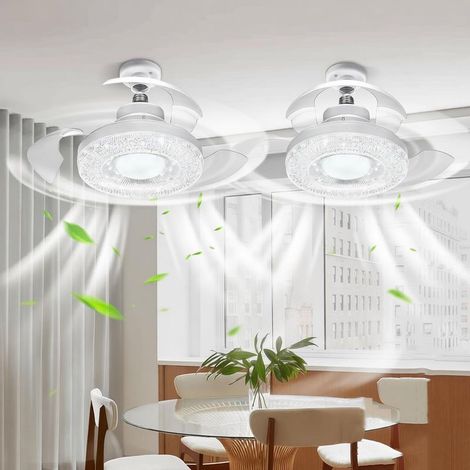 Ventilador de techo moderno con iluminación LED integrada – 2 unidades, silencioso y de diseño elegante, incluye mando a distancia y enchufe. (1/5)