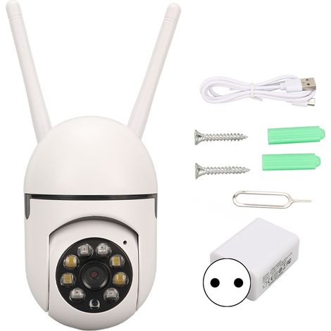 Caméra de Sécurité WiFi 2.4GHz HD 1080P avec Alarme Détection de Mouvement et Double Audio, pour Maison, Prise UE 100-240V (1/5)