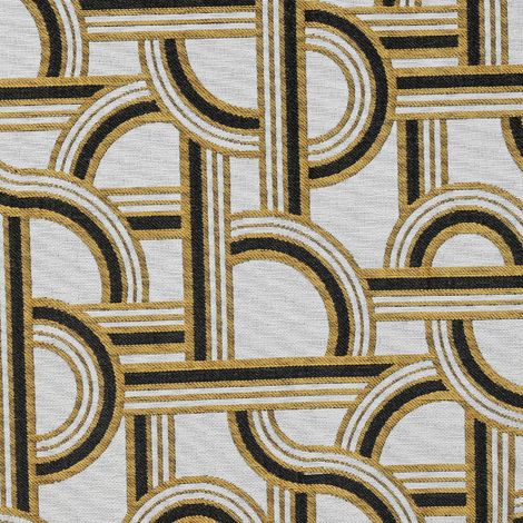 Tissu aux couleurs des wagons de l'Orient Express. Noir 140 cm