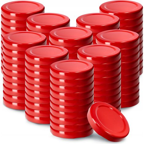 KADAX Schraubdeckel fi53 mm, Twist-Off-Deckel aus Metall, 100 Stück, Rot