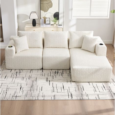 Divano modulare angolare con tasche in chenille OKMYHOME (1/5)