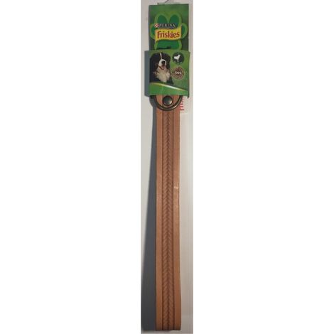 Light Brown Leather Dog Collar - Size L 45-60cm - QR code - Friskies Purina