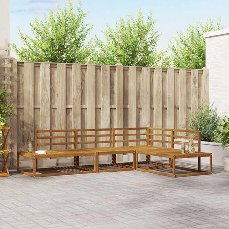 Outdoor-Sofagarnitur 4 Stück Natur Massivholz Akazie
