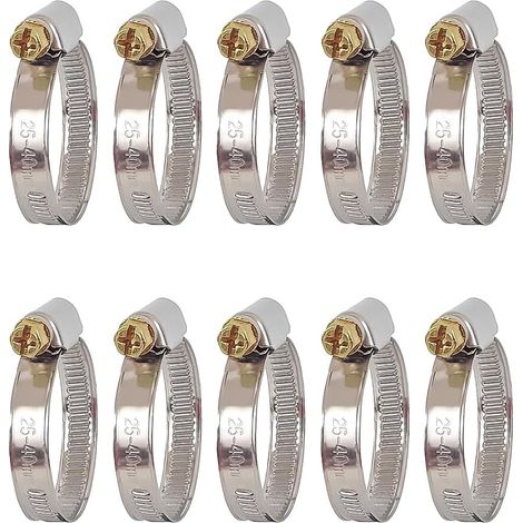 Edelstahl-Schlauchschelle 25–40 mm – 10 Stück Schlauchschelle – verstellbare Metall-Schlauchschelle – Schlauchklemme – Schraubschlauchschellen für Schwimmbad, Garten, Hausgas, Automobil