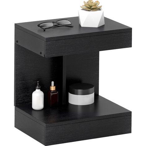 HOMCOM Nachttisch mit Schubladen, Beistelltisch, Nachtschrank mit Ablage, Nachtkommode für Schlafzimmer, Wohnzimmer, 40 x 30 x 46 cm, Schwarz (1/5)