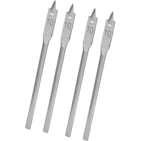 Lot de 4 mèches plates pour bois en acier haute teneur en carbone, outils de perçage à 3 pointes pour menuiserie, diamètre 10mm (1/5)