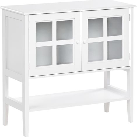 Vitrina mediterránea salón dormitorio aparador 2 puertas tablero MDF con estante inferior blanco Inlet