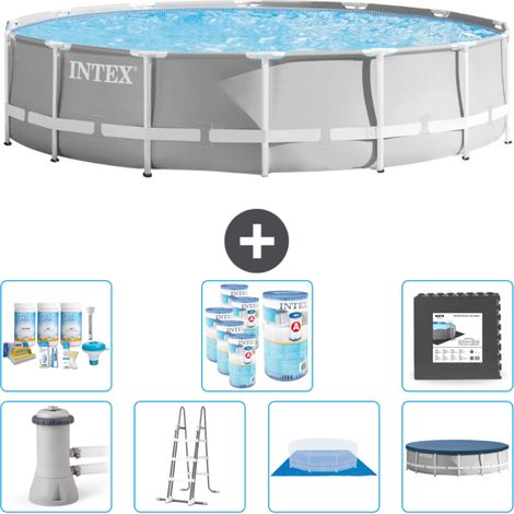 Piscine Intex Round Prism Frame - 427 x 107 cm - Grise - Comprend des Accessoires CB43 (1/4)