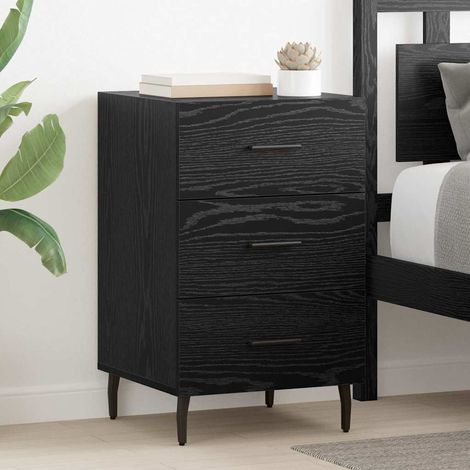 Bedside Cabinet Black Oak 40 x 40 x 66 cm Engineered Wood vidaXL (1/5)