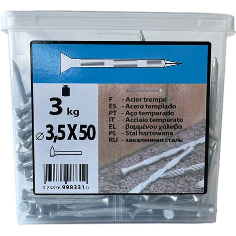 3KG pointe béton 3,5x50 fraisée striée zingué Viswood (1/2)