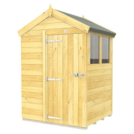 5 x 4 Feet Apex Shed - Single Door With Windows - Wood - L127 x W147 x H217 cm