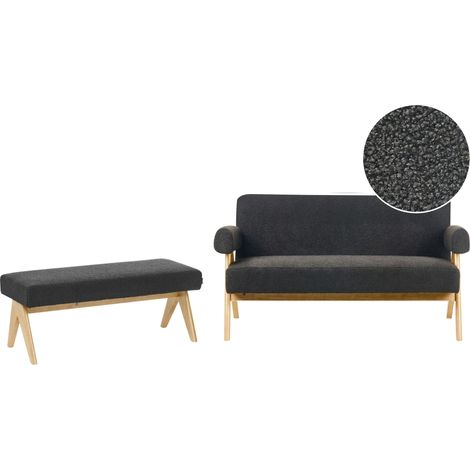 Sofa Set TAMRE Bouclé Schwarz / Hellbraun