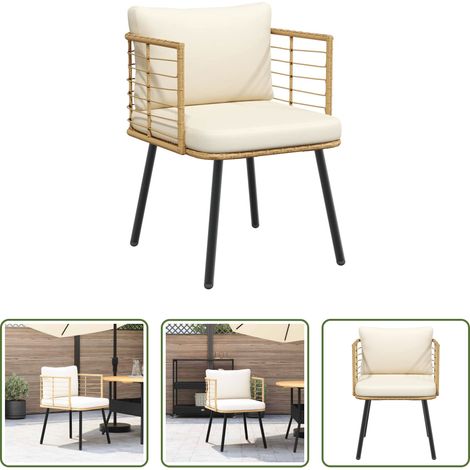 Meuble extérieur - Chaise de jardin avec coussins naturel résine tressée (1/5)