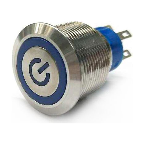 Bouton-poussoir, Momentané lumineux, LED Bleu, Unipolaire à deux directions (1RT), 3 A, 5 A, Montage panneau ( Prix pour 1 )