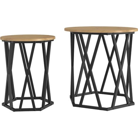 2 pcs Table basse,Table d'appoint,Table de Salon chêne artisanal 50 x 50 x 50 cm CFW53612 (1/5)